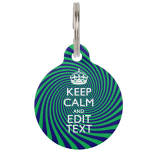 Your Keep Calm Text on a vibrant swirl graphic Pet Tag
