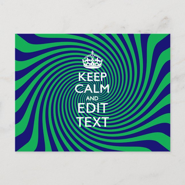 Your Keep Calm Text on a vibrant swirl graphic Postcard (Front)