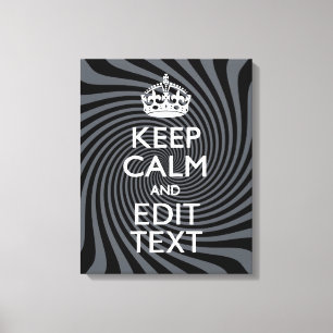Your Keep Calm Text on Black Swirl Canvas Print