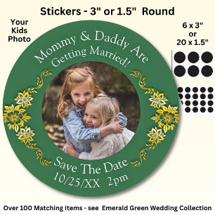 Your Kids Photo Mom Dad Getting Married Classic Round Sticker