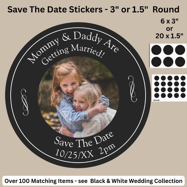 Your Kids Photo Mum Dad Getting Married   Classic Round Sticker (Creator Uploaded)