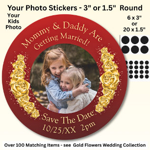 Your Kids Photo Mum Dad Getting Married Classic Round Sticker