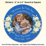 Your Kids Photo Mum Dad Getting Married   Classic Round Sticker<br><div class="desc">Add your photo of the kids</div>