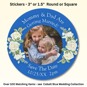 Your Kids Photo Mum Dad Getting Married   Classic Round Sticker