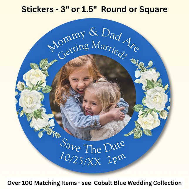 Your Kids Photo Mum Dad Getting Married   Classic Round Sticker (Creator Uploaded)