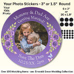 Your Kids Photo Mum Dad Getting Married   Classic Round Sticker<br><div class="desc">Add your photo of the kids</div>