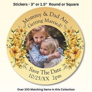 Your Kids Photo Mum Dad Getting Married Classic Round Sticker