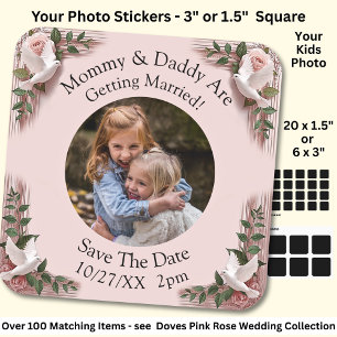 Your Kids Photo Mum Dad Getting Married  Square Sticker