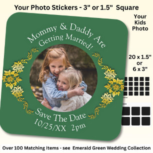 Your Kids Photo Mum Dad Getting Married  Square Sticker