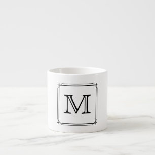 Your Letter. Black and White Monogram. Espresso Cup