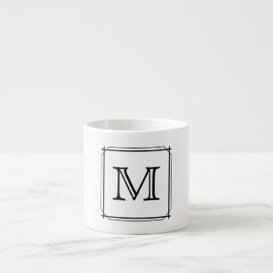 Your Letter. Black and White Monogram. Espresso Cup