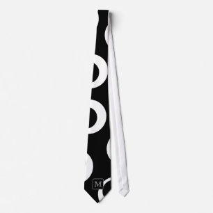 Your Letter. Black and White Monogram. Fun Pattern Tie