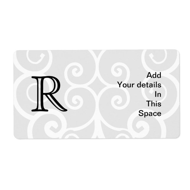 Your Letter. Black / White Swirl Monogram. Custom (Front)