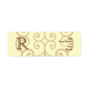 Your Letter. Custom Brown Monogram. Old Fashioned. Return Address Label