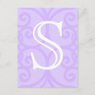 Your Letter. Custom. Lilac Purple Swirl Monogram. Postcard