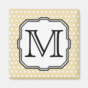 Your Letter. Custom Monogram. Beige Polka Dot. Magnet