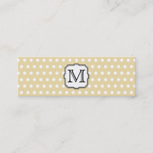 Your Letter. Custom Monogram. Beige Polka Dot. Mini Business Card