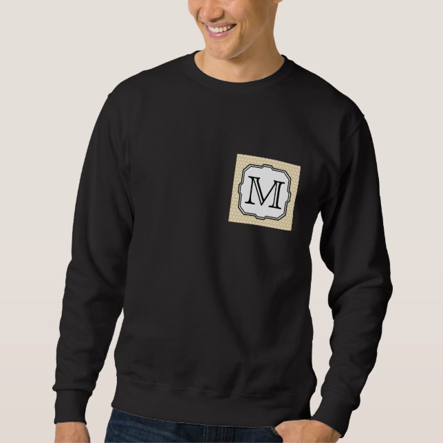 Your Letter. Custom Monogram. Beige Polka Dot. Sweatshirt (Front)
