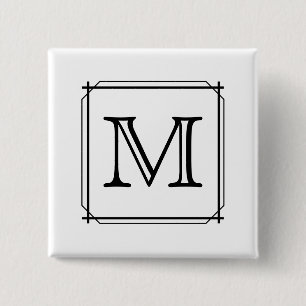 Your Letter. Custom Monogram. Black and White 15 Cm Square Badge