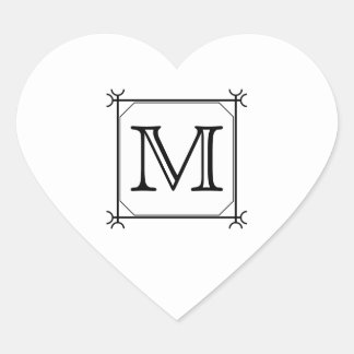 Your Letter. Custom Monogram. Black and White Heart Sticker