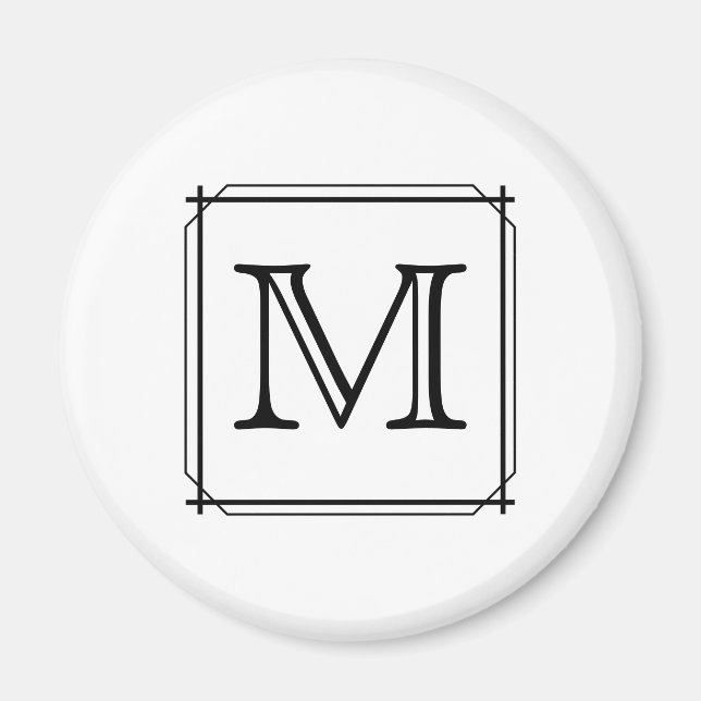 Your Letter. Custom Monogram. Black and White Magnet (Front)