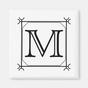 Your Letter. Custom Monogram. Black and White Magnet