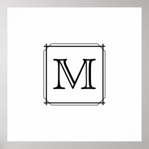 Your Letter. Custom Monogram. Black and White Poster