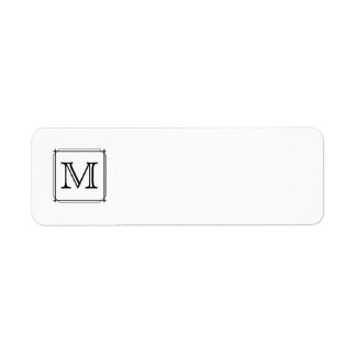 Your Letter. Custom Monogram. Black and White Return Address Label