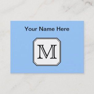 Your Letter. Custom Monogram. Blue Black White. Business Card
