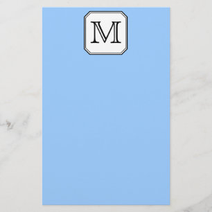 Your Letter. Custom Monogram. Blue Black White. Stationery