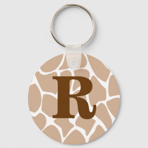Your Letter. Custom Monogram Giraffe Print Design Key Ring