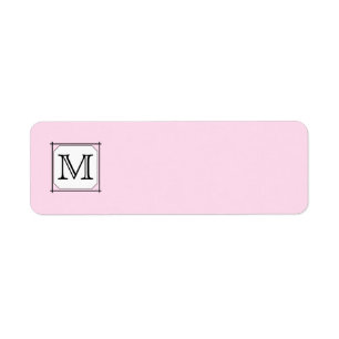 Your Letter. Custom Monogram. Pink Black White Return Address Label