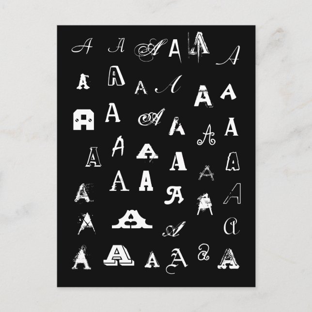 Your Letter. Custom Monograms. Black and white. Postcard (Front)