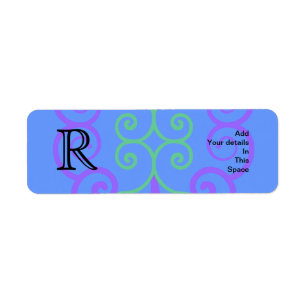 Your Letter. Custom. Peacock Colours Swirl Return Address Label