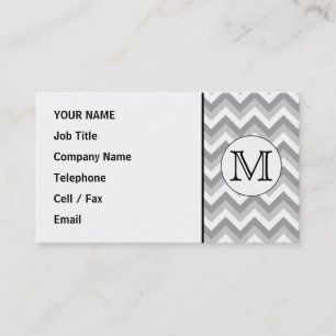Your Letter. Grey Zigzag Pattern Monogram. Business Card