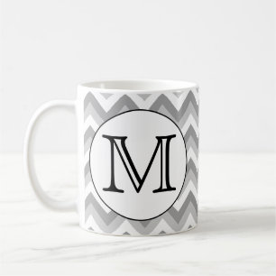 Your Letter. Grey Zigzag Pattern Monogram. Coffee Mug