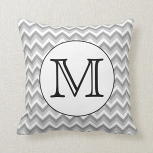 Your Letter. Grey Zigzag Pattern Monogram. Cushion