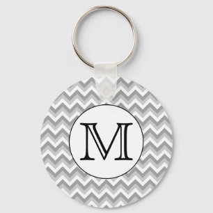 Your Letter. Grey Zigzag Pattern Monogram. Key Ring