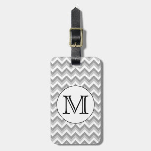 Your Letter. Grey Zigzag Pattern Monogram. Luggage Tag