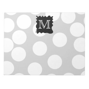 Your Letter, Monogram. Dots with Black Splat. Notepad