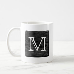 Your Letter Monogram. Picture of Black Wood. Coffee Mug