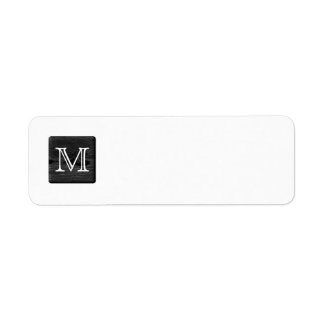 Your Letter Monogram. Picture of Black Wood. Return Address Label