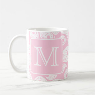 Your Letter Monogram. Pink Paisley Pattern. Coffee Mug