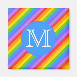 Your Letter, Rainbow Stripes Monogram. Magnet