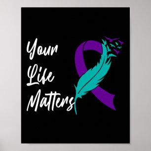 Your Life Problems Ribbon N Suicide Awareness Ment Poster