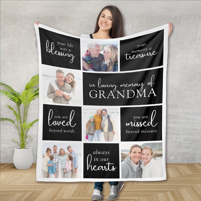 Your Life Was a Blessing Photo Collage Sympathy Fleece Blanket (Creator Uploaded)