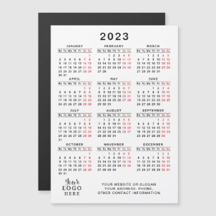 Your Logo 2023 Calendar White Black Red Minimal