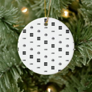 Your Logo 3 Logo Pattern Design Editable Black Ceramic Ornament