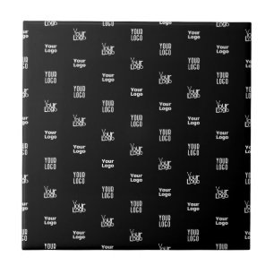 Your Logo 3 Logo Pattern Design Editable Black Ceramic Tile