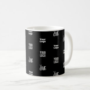 Your Logo   3 Logo Pattern Design Editable Black Coffee Mug